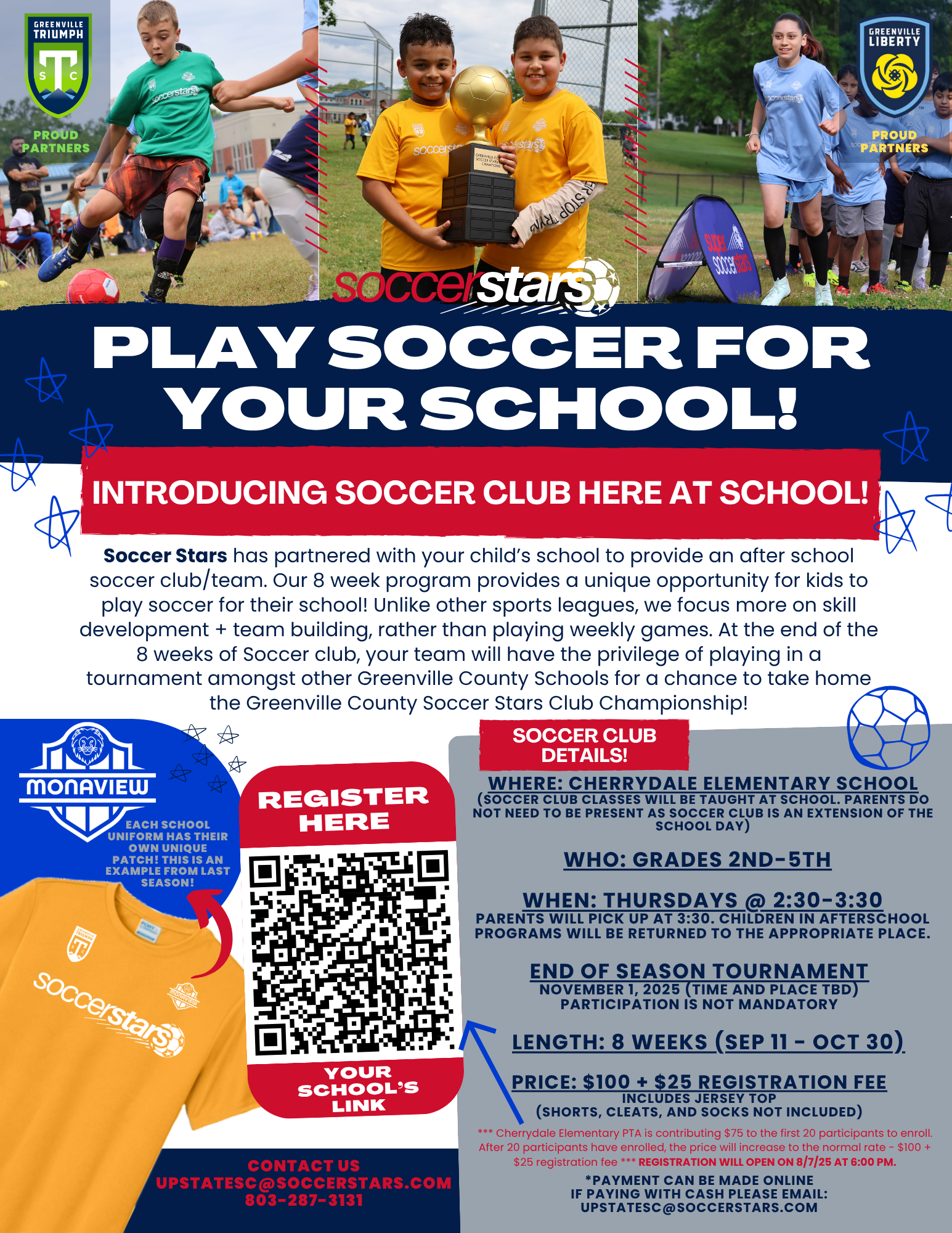 Soccer Stars will be available to students for 8 weeks at Cherrydale